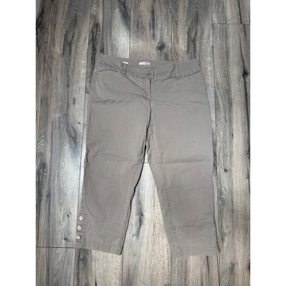 LOFT Outlet Curvy Crop Tan Capri Pants Size 12 Cotton Blend Womens Casual Wear - Picture 1 of 5